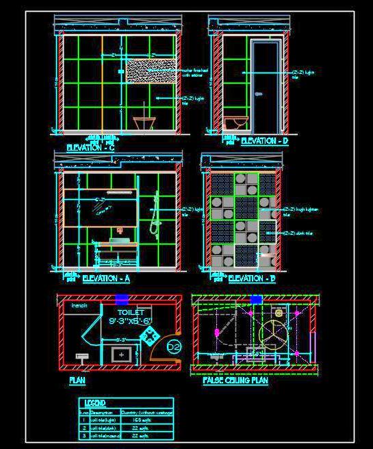 Toilet CAD Drawing- Dimensions and Fixture Details